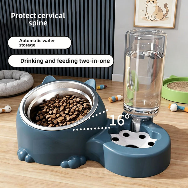 Dual-Bowl Automatic Pet Feeder and Waterer for Cats and Dogs