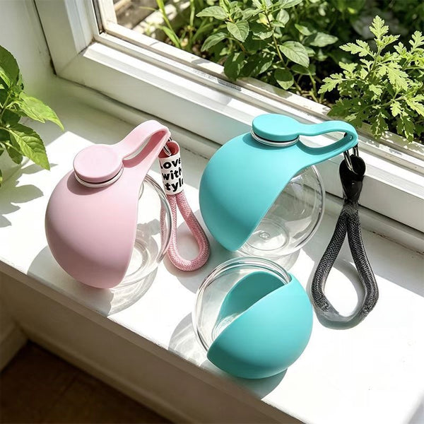 Portable Pet Water Bottle with Spherical Pendant